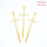 3 Color Mixed Alloy Antique Knight Sword Charms for Jewelry Making DIY Handmade Weapons Pendant
