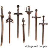 7style 7pcs 6 Color Samurai Knife Charms Alloy Metal Katana Pendants For DIY Handmade Jewelry