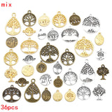 36pcs/lot Mix Tree of Life Metal Zinc Alloy Charms Fit Jewelry Pendant For DIY Necklace Bracelet Jewelry Making Findings