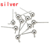 40pcs 3/4/5mm 6 Colors Pin Findings Stud Earring Basic Pins Stoppers Connector For DIY Jewelry Making Accessories Supplies