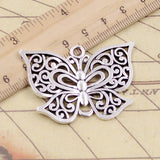 5 uds dijes mariposa hueca 35x50mm colgantes de Color plata antigua para hacer joyería tibetana hecha a mano DIY