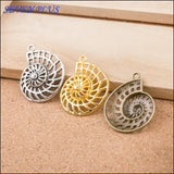 10 Pieces/Lot 36mm*28mm Alloy Material Hollow Out Seashell Charm Sea Nail Charms For Jewelry Making ef4354