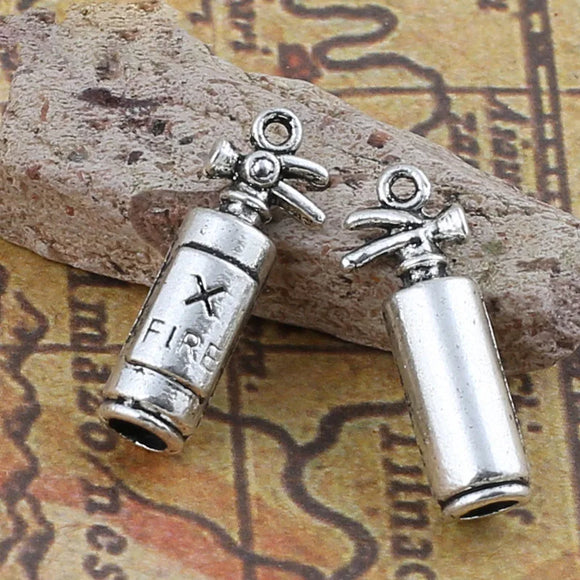 10 Pieces/Lot 8mm*23mm Antique Silver Plated Fire Extinguisher Charms Wholesale