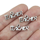 10 Pieces/Lot 9mm*26mm Antique Silver Plated Graduation Charm Letters Teacher Charms For Jewelry Making