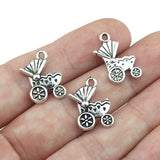 20 Pieces/Lot 17mm*18mm Antique Silver Plated Alloy Diy Charm Small Baby Carriage Stroller Charms For Jewelry Makin
