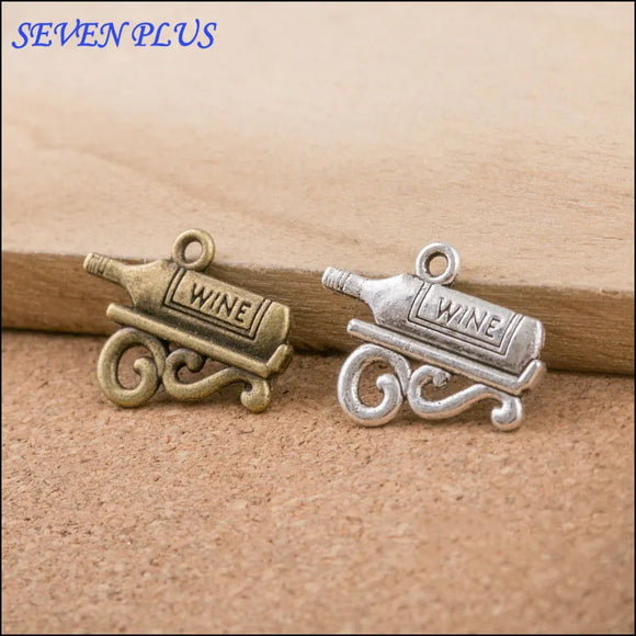 20 Pieces/Lot 17mm*22mm Antique Silver plated Antique Bronze Wine Charm Red Wine Charms For Diy Making