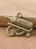 20 Pieces/Lot 17mm*22mm Antique Silver plated Antique Bronze Wine Charm Red Wine Charms For Diy Making