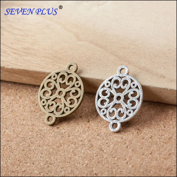 20 Pieces/Lot  24mm*18mm Diy Jewelry Making Round Flower Connector Charm For Bracelet Making