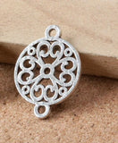 20 Pieces/Lot  24mm*18mm Diy Jewelry Making Round Flower Connector Charm For Bracelet Making