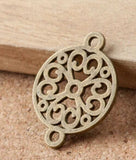 20 Pieces/Lot  24mm*18mm Diy Jewelry Making Round Flower Connector Charm For Bracelet Making