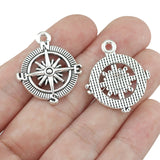 Hiqh Quality 8 Pieces Antique Silver Color Voyage Compass Charms Keychain Charm Pendant Accessory For DIY Jewelry Making 25*30mm