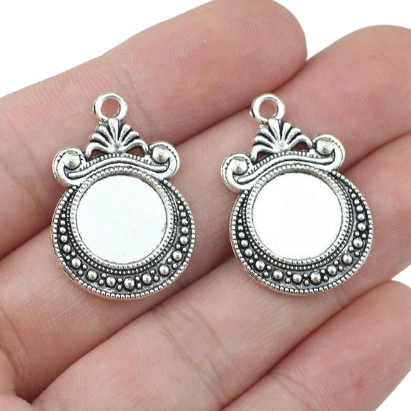 10 Pieces 12mm Mixed Alloy Antique Silver Color Magic Mirror Charms Vintage Pendant Accessory For DIY Jewelry Making