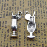 10Pcs 11*27mm Antique Silver Color Alloy Goblet Glass Charms Fashion Pendant Accessory Charms For Jewelry Making Findings