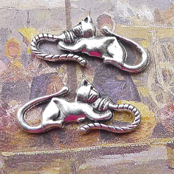 10Pcs 12*28mm Antique Silver Color Alloy Cat&Mouse Charms Vintage Necklace Earrings Pendant For DIY Jewelry Handcraft