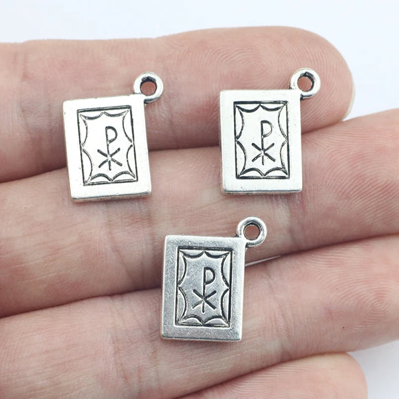 10Pcs 17*15mm Antique Silver Color Holy Bible Charms Lucky Necklace Pendant Accessory Charms For Jewelry Making Gifts