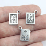 10Pcs 17*15mm Antique Silver Color Holy Bible Charms Lucky Necklace Pendant Accessory Charms For Jewelry Making Gifts