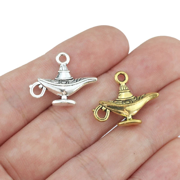10Pcs 22*18mm Antique Gold Color Vintage Magic Lamp Charms For DIY Jewelry Making Fashion Pendant Accessories Wholesale