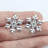 10Pcs 22*27mm Antique Silver Color Pretty Snowflake Charms Necklace Earrings Pendant For DIY Jewelry Making Wholesale