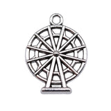 10Pcs/Lot 24*18mm Mixed Alloy Antique Silver Color Ferris Wheel Charms Keychain Pendant Accessory For DIY Jewelry Making