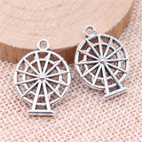 10Pcs/Lot 24*18mm Mixed Alloy Antique Silver Color Ferris Wheel Charms Keychain Pendant Accessory For DIY Jewelry Making