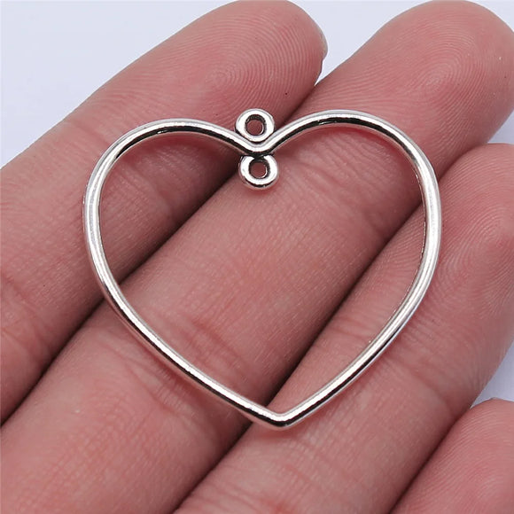 Newest 10Pcs/Lot 32x35mm 2Colors Hollow Heart Connector Charms Pendant For Jewelry Making DIY Jewelry Findings