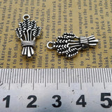 10Pieces 13*21mm Mixed Alloy Antique Silver Color Wheat Flower Charms Earrings Pendant Accessory For DIY Jewelry Making ef4723