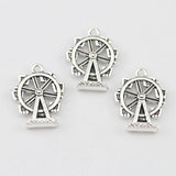 10Pieces 17*22mm Mixed Alloy Antique Silver Color Ferris Wheel Charms Keychain Pendant Accessory For DIY Jewelry Making