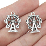 10Pieces 17*22mm Mixed Alloy Antique Silver Color Ferris Wheel Charms Keychain Pendant Accessory For DIY Jewelry Making