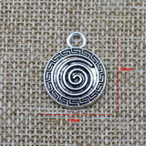 10Pieces 19*24mm Mixed Alloy Antique Silver Color Thread Round Charms Keychain Accessory Pendant For DIY Jewelry Making