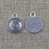 10Pieces 19*24mm Mixed Alloy Antique Silver Color Thread Round Charms Keychain Accessory Pendant For DIY Jewelry Making