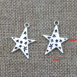10Pieces 20*30mm Mixed Alloy Antique Silver Color Stars Charms Necklace Earring Pendant Accessory For DIY Jewelry Making