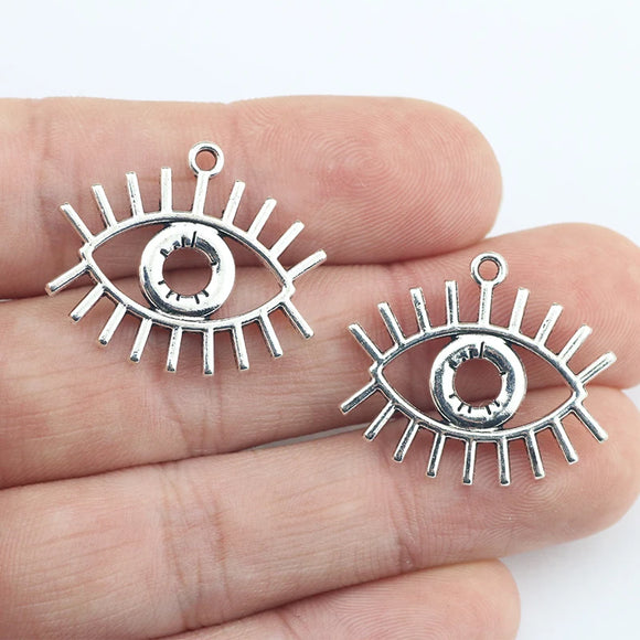 10Pieces 22*26mm Mixed Alloy Antique Silver Color Eyes Wicca Charms Fashion Pendant Necklace For DIY Jewelry Making