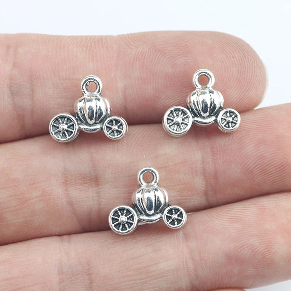 12Pieces 12*13mm Antique Silver Plated Pumpkin Cart Charms Necklace Earrings Pendant Wicca Charms For Jewelry Making