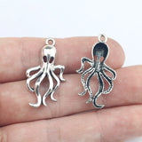 12Pieces 31*17mm Mixed Alloy Antique Silver Color Octopus Charms Necklace Pendant Accessory For DIY Jewelry Making
