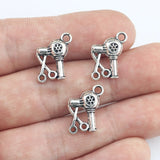 20 Pieces 12*16mm Mixed Alloy Antique Silver Color Hair Dryer Scissor Charms Pendant Necklace For DIY Jewelry Making