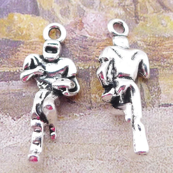 20Pcs 10*24mm Antique Silver Plated Alloy Athlete Charms Lucky Necklace Bracelet Charms For DIY Jewelry Making Wholesale