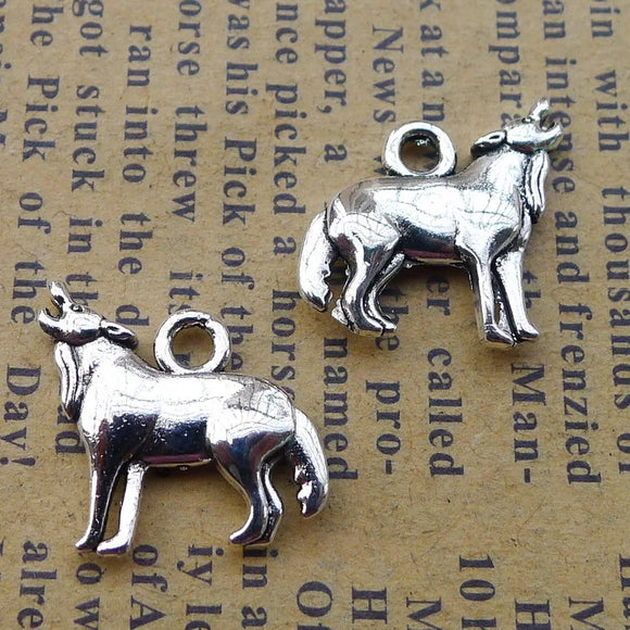 20Pcs 14*18mm Antique Silver Color Wolf Animal Charms Fashion Necklace Pendant Accessory Charms For Jewelry Making