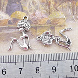 20Pcs 14*22mm Antique Silver Color Alloy Pretty Girl Charms Necklace Earrings Pendant For DIY Jewelry Making Wholesale