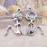 20Pcs 14*22mm Antique Silver Color Alloy Pretty Girl Charms Necklace Earrings Pendant For DIY Jewelry Making Wholesale