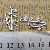20Pcs 15*29mm Antique Silver Color Bamboo Branch Charms Fashion Necklace Pendant Accessory Charms For Jewelry Making