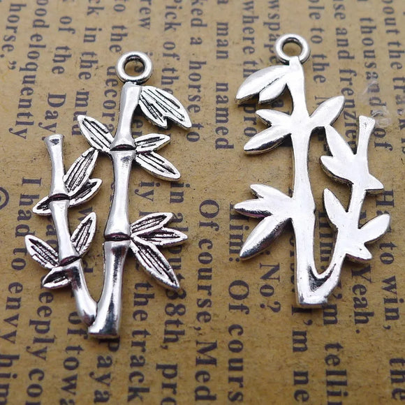 20Pcs 15*29mm Antique Silver Color Bamboo Branch Charms Fashion Necklace Pendant Accessory Charms For Jewelry Making