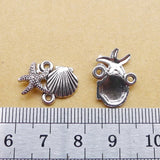 20Pieces 14*18mm Mixed Alloy Antique Silver Color Starfish Shell Charms Necklace Pendant Connector For DIY Jewelry Making ef4481
