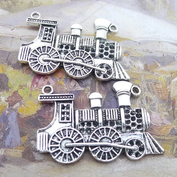 3Pieces 30*45mm Mixed Alloy Antique Silver Color Train Charms Keychain Vintage Pendant Accessory For DIY Jewelry Making