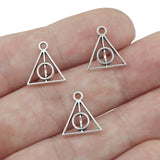 40Pieces 13*13mm Mixed Alloy Antique Silver Color Triangle Death Holy Charms Pendant Accessory For DIY Jewelry Making