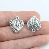 Newest 5 Pieces 18*21mm Antique Silver Color Heart Wings Charms for Jewelry Making Bulk Items Wholesale