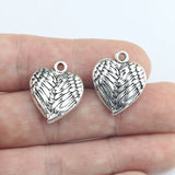 Newest 5 Pieces 18*21mm Antique Silver Color Heart Wings Charms for Jewelry Making Bulk Items Wholesale