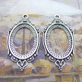 6Pieces 25*18mm Mixed Alloy Antique Silver Color Mirror Collet Charms Keychain Pendant Accessory For DIY Jewelry Making