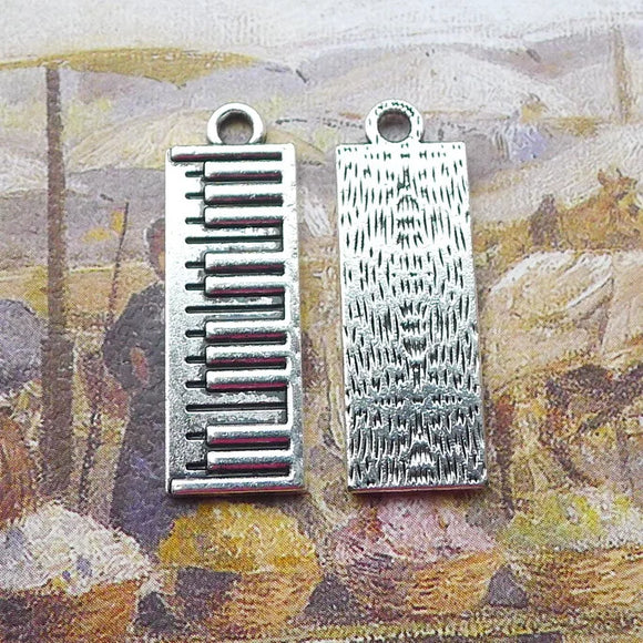 8Pieces 10*30mm Mixed Alloy Antique Silver Color Piano Charms Keychain Bracelet Pendant Accessory For DIY Jewelry Making