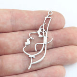 8Pieces 20*50mm Antique Silver Color Hollow Women Face Charms Necklace Bracelet Pendant Unique Charms For Jewelry Making