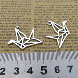 10Pieces 23*30mm Mixed Alloy Antique Silver Color Hollow Lucky Paper Crane Charms Pendant Accessory For DIY Jewelry Making